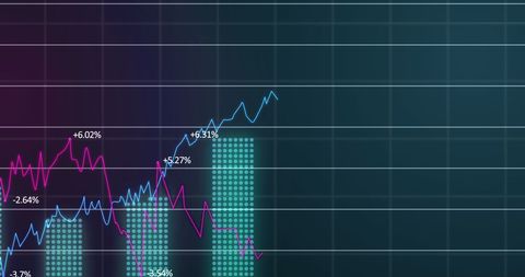 Rising Digital Graph and Data Visualizations on Black Background - Download Free Stock Images Pikwizard.com