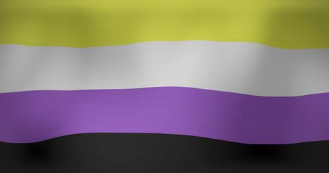 Nonbinary Pride Flag Waving with Rippled Texture
