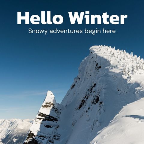 Winter Wonder Greeting: Snowcapped Mountain Under Blue Sky - Download Free Stock Templates Pikwizard.com