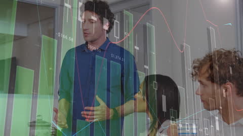 Colleagues Analyzing Data Visualized Over Discussion