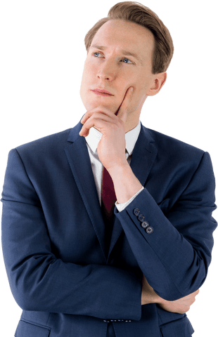 Thoughtful Businessman Looking Away Transparent Background