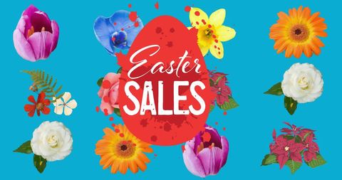 Easter Sales Promotion with Vibrant Flowers and Easter Egg - Download Free Stock Images Pikwizard.com