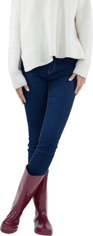 woman wearing wellington boots with denim and sweater, transparent background - Download Free Stock Videos Pikwizard.com