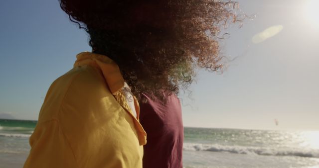 Cheerful Couple Enjoying Sunny Beach Day Together - Download Free Stock Images Pikwizard.com