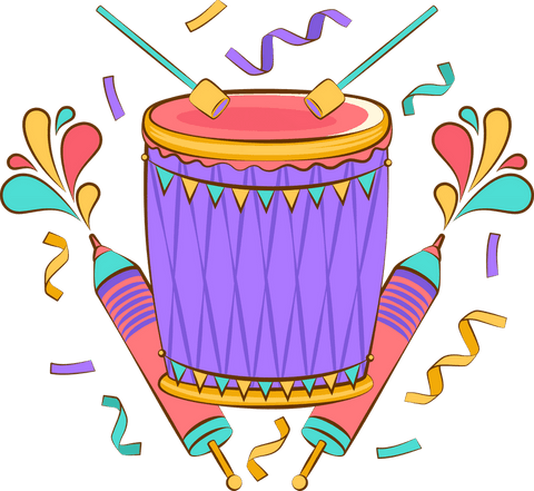 festive drum and party poppers on transparent background - Download Free Stock Videos Pikwizard.com