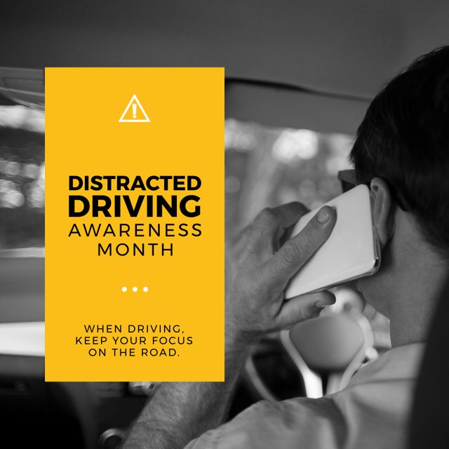 Caucasian Man Using Smartphone in Car for Distracted Driving Awareness - Download Free Stock Templates Pikwizard.com