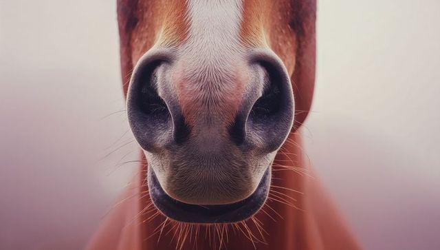 Close-Up of Horse Muzzle with Textured Fur and Whiskers