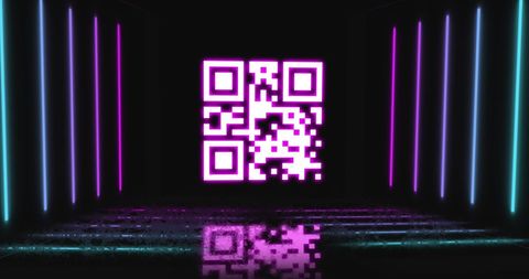 Neon QR Code in Futuristic Neon Corridor - Download Free Stock Images Pikwizard.com