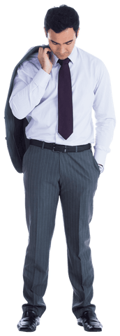 Stylish Businessman with Jacket on Shoulder Transparent Background