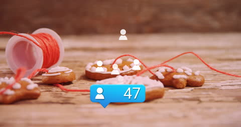 Digital Social Media Overlay on Homemade Christmas Cookies