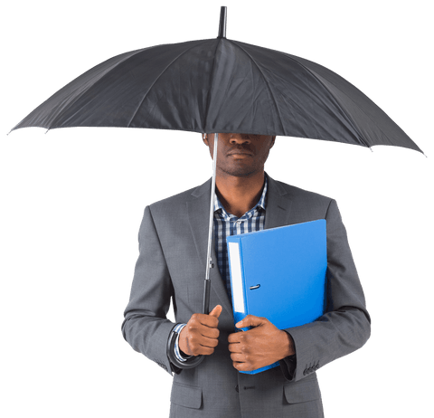 transparent businessman with umbrella standing protectively - Download Free Stock Videos Pikwizard.com