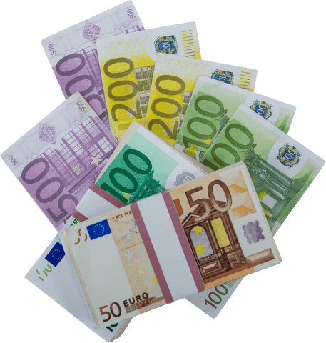Transparent Background with Euro Banknotes Offering Currency Showcase