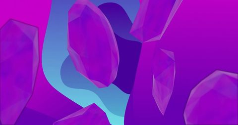 Abstract 3D Geometric Purple Shapes on Blue Background