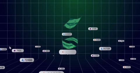 Futuristic Digital Analytics with Floating Dollar Icon