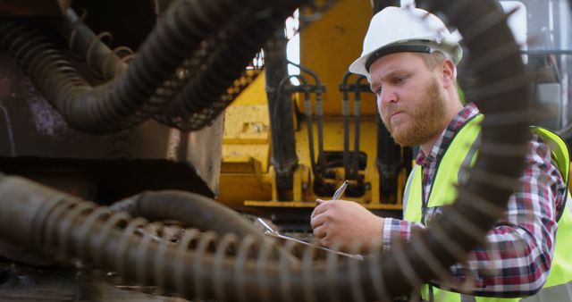 Worker Inspecting Machinery at Scrap Yard - Download Free Stock Images Pikwizard.com