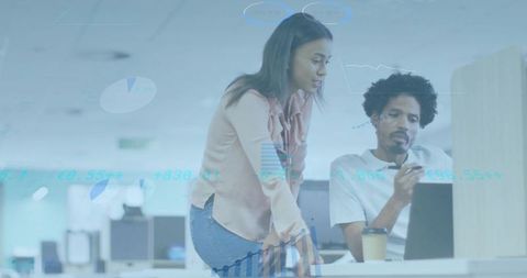 Professional Team Collaboration at Open-Plan Office Workspace