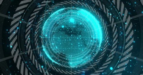 Futuristic Holographic Globe in Digital Cyberspace