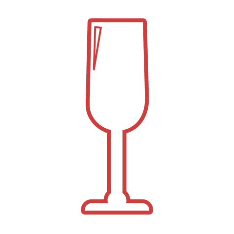 Red wine glass outline on transparent background