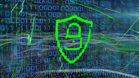 Digital Lock Security Over Binary Code Animated Design