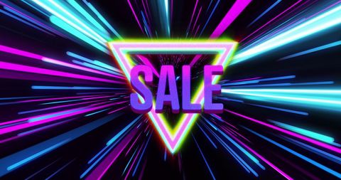 Vibrant Neon Sale Sign with Dynamic Light Trails - Download Free Stock Images Pikwizard.com