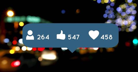 Glow of social media engagement concept at night