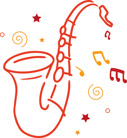 Vibrant Flat Design Saxophone with Musical Elements on Transparent Background - Download Free Stock Videos Pikwizard.com