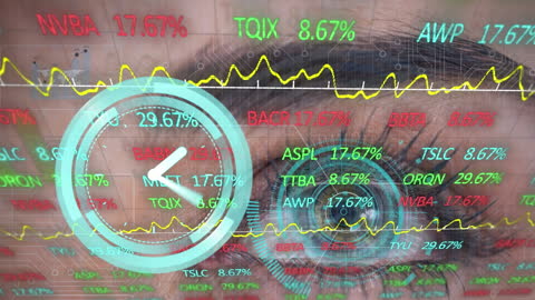 Digital Financial Graphics Overlay on Watchful Eye