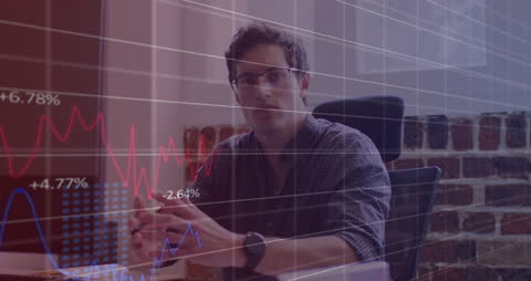 Business Man Analyzing Data Visualization on Screen