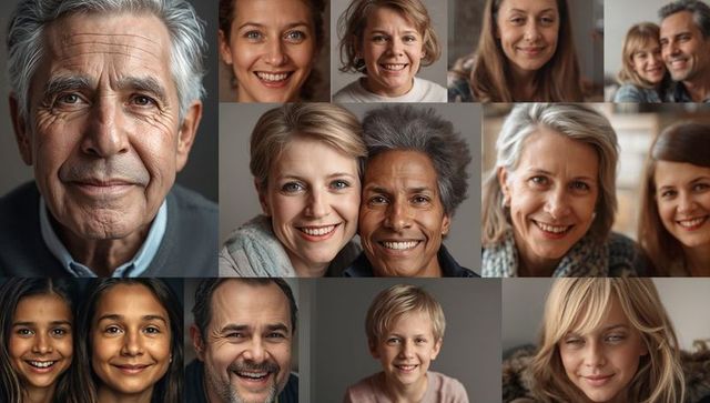 Diverse smiling portraits collage representing human connection