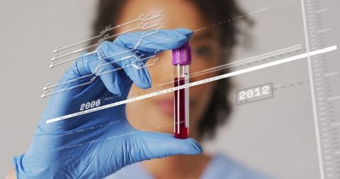 doctor analyzing blood sample with digital interface - Download Free Stock Images Pikwizard.com