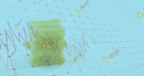 Financial Data Overlay with Tangram Pieces on Blue Background - Download Free Stock Images Pikwizard.com
