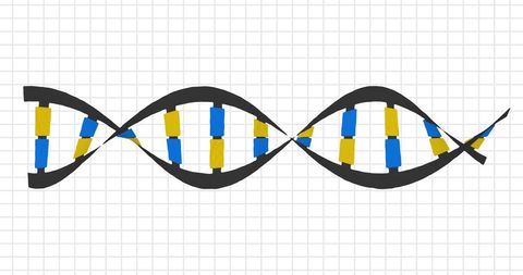 Stylized DNA Strand with Grid Background for Scientific Concept