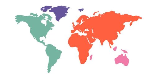 Vibrant Illustration of World Map Highlighting Continents
