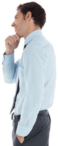 Transparent Side View Businessman Laptop Emotional