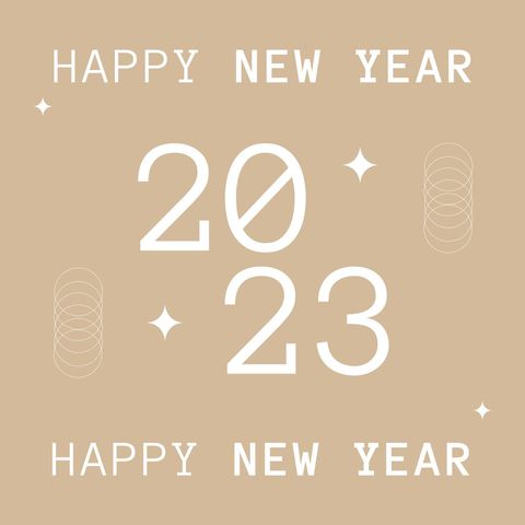 Minimalist new year 2023 greeting on beige background