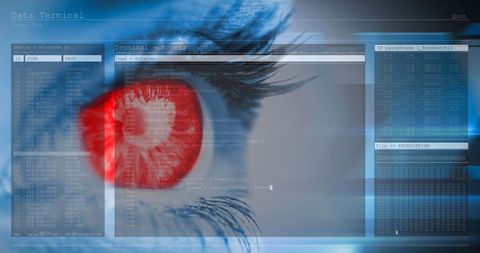 AI Surpassing Humans Illustrated through Futuristic Cyborg Eye - Download Free Stock Images Pikwizard.com