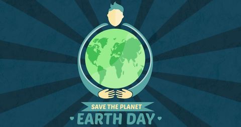 Earth Day Illustration with Hands Hugging the Globe