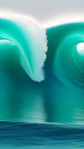 Turquoise Wave Curling Into Barrel Over Calm Ocean Vertical Surf Video