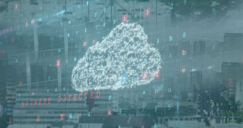 Digital Cloud with Data Overlay on Cityscape Background - Download Free Stock Images Pikwizard.com