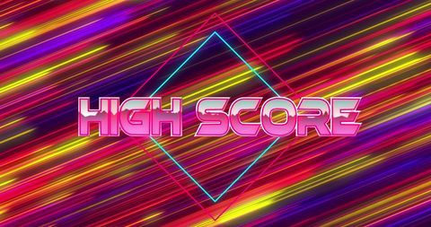 High Score Neon Text Over Colorful Light Trails - Download Free Stock Images Pikwizard.com