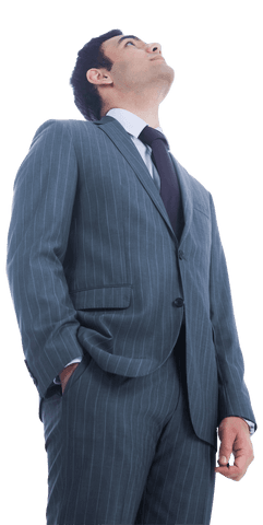 Confident Businessman in Pinstripe Suit with Transparent Background