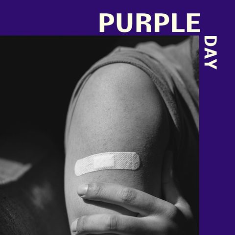 bandaged arm promoting purple day awareness and support - Download Free Stock Templates Pikwizard.com