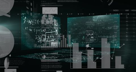 Digital Interface Displaying Data Analytics on Black Background - Download Free Stock Images Pikwizard.com