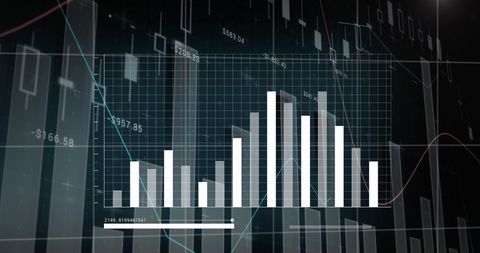 Digital Data Bar Graph over Global Financial Grid - Download Free Stock Images Pikwizard.com