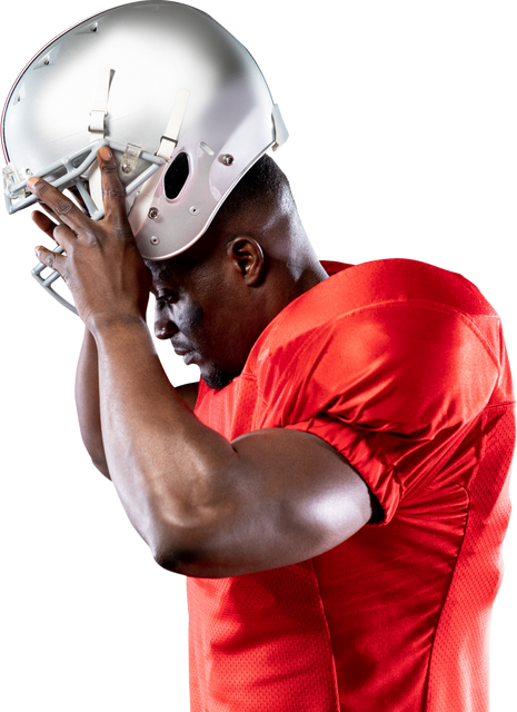 Transparent African American Football Player Putting on Helmet - Download Free Stock Videos Pikwizard.com