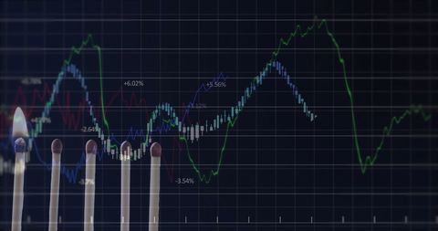 Financial data visualization with lit match imagery