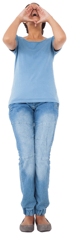 Transparent Shouting Biracial Woman on Isolated Background