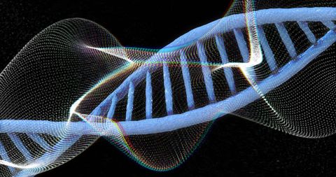 Futuristic DNA Strand with Digital Wave Effects