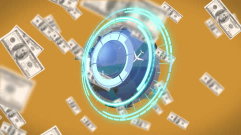 Digital Finance Concept with Globe and Scanning Interface