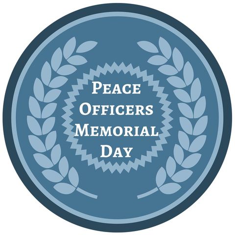 Peace Officers Memorial Day Emblem with Laurel Wreath on Blue Background - Download Free Stock Templates Pikwizard.com